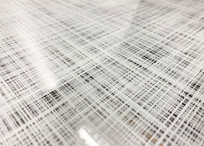 Linen Patterned Toughened Mirror - Silver - Bespoke