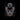 Artistic black panther face with glowing orange eyes on dark background