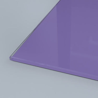 Purple tinted architectural glass panel with polished edge for modern interiors