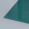 Teal architectural glass panel with polished edge, ideal for bespoke commercial or residential projects.