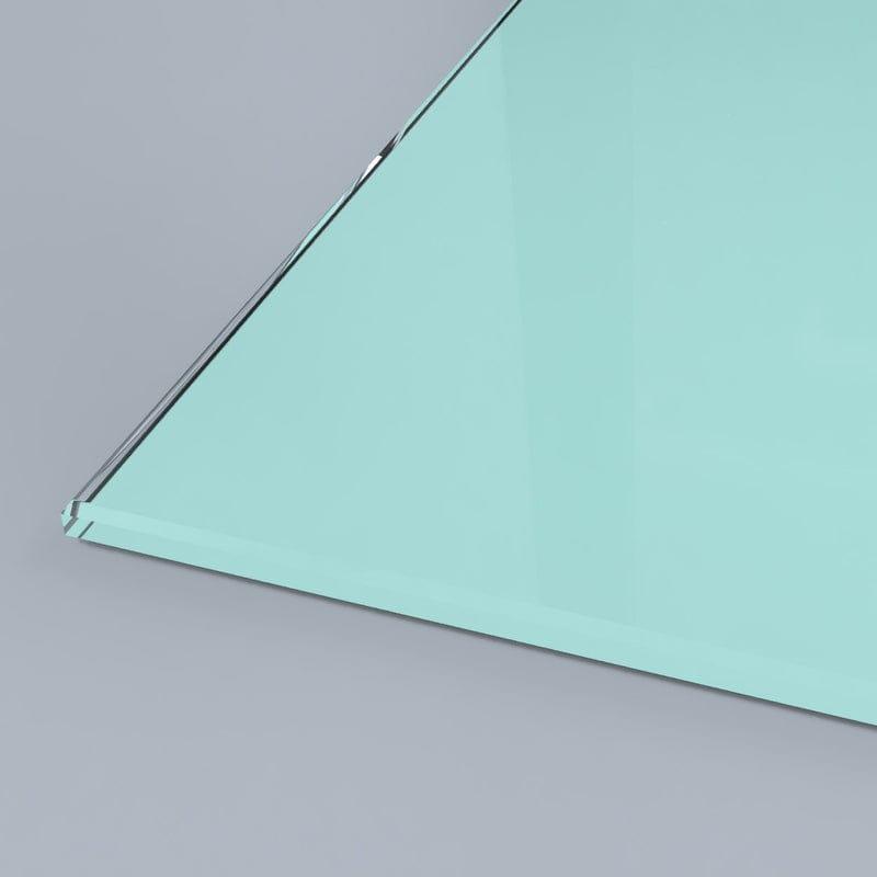 Bespoke architectural glass with polished edge, ideal for feature mirrors or decorative installations.
