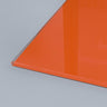 Vibrant orange architectural glass panel with sleek edge detail for modern interiors