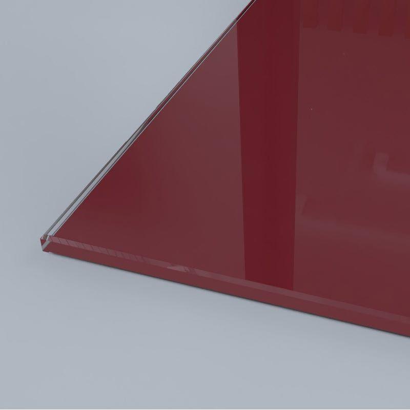 Bespoke red architectural glass panel with polished edge for luxury interiors