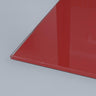 Vibrant red architectural glass panel with polished edge, ideal for bespoke interior designs and feature installations.
