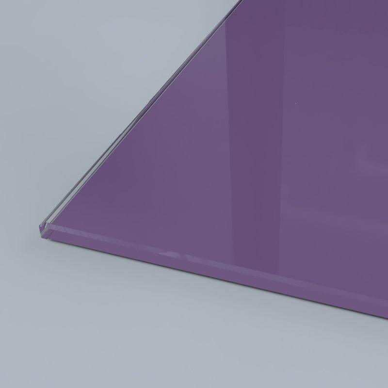 Purple decorative glass panel with polished edge, ideal for luxury residential or commercial interiors.