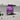 Purple floral LED backlit glass kitchen splashback with modern white cabinets and marble countertop