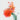 Vibrant orange watercolor flower with red splashes and green stem on textured white background
