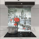 Red Umbrellas in London Printed Glass Splashback - DIY - CreoGlass®
