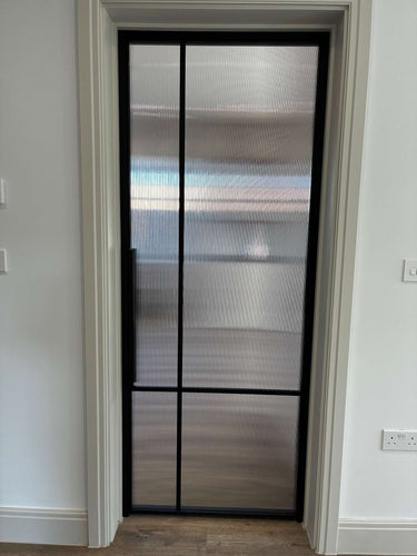 Reflex View – Single Hinged Door with Latch and Frame – internal steel and glass door, photo 1