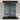 Textured blue-green decorative glass kitchen splashback behind induction hob and extractor hood