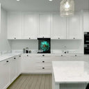 Turquoise Dahlia Printed Glass Splashback - DIY - CreoGlass®