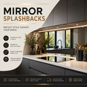 Modern kitchen with sleek mirror splashback reflecting light, enhancing space and style for luxury interiors.