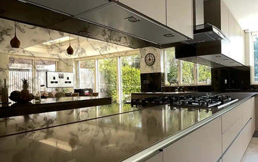 Bronze antique mirror splashback finish from CreoGlass