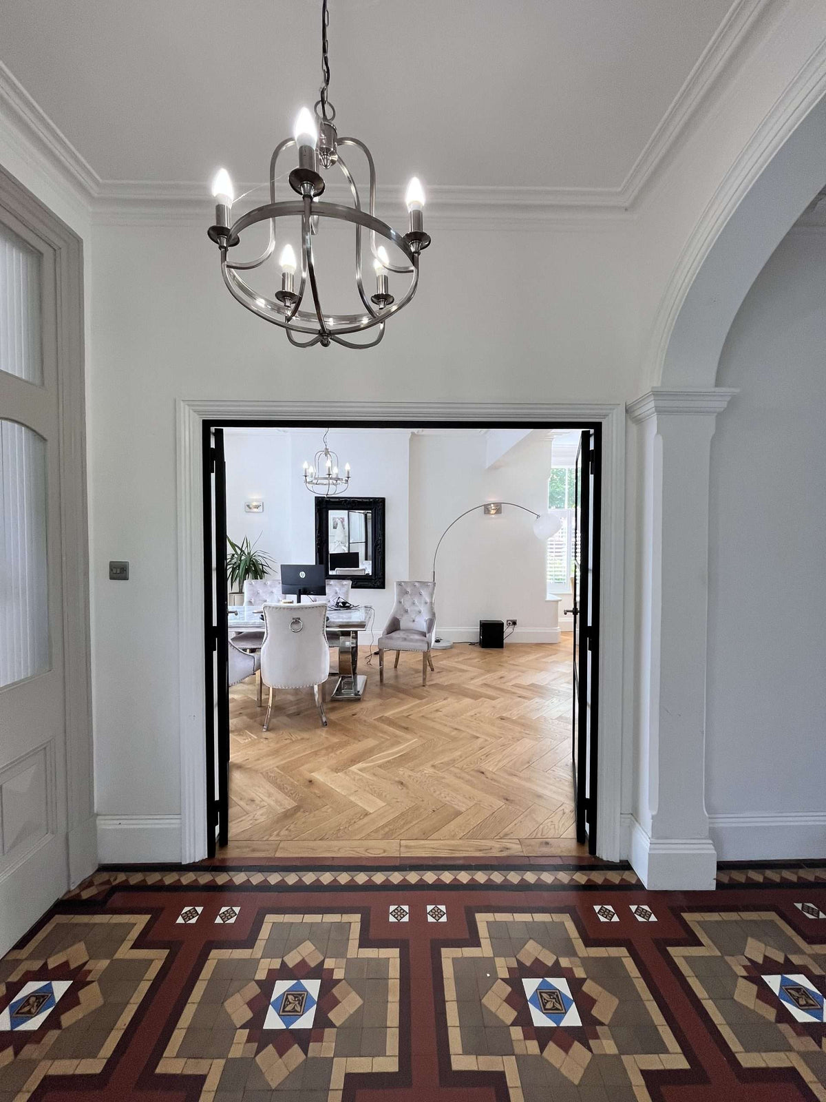 Crittall style black steel double glass doors