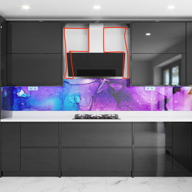 Purple & Blue Fluid - Abstract Printed Splashback - Bespoke