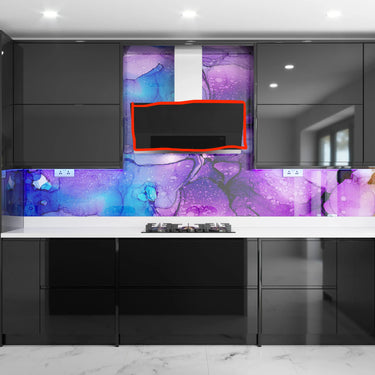Purple & Blue Fluid - Abstract Printed Splashback - Bespoke - CreoGlass®