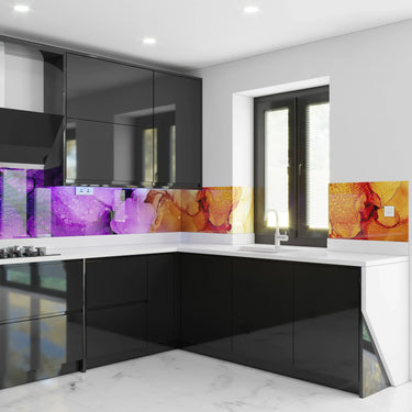 Purple & Blue Fluid - Abstract Printed Splashback - Bespoke - CreoGlass®