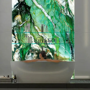 "Patagonia Green" - LED Backlit Glass Splashback - Bespoke - CreoGlass®