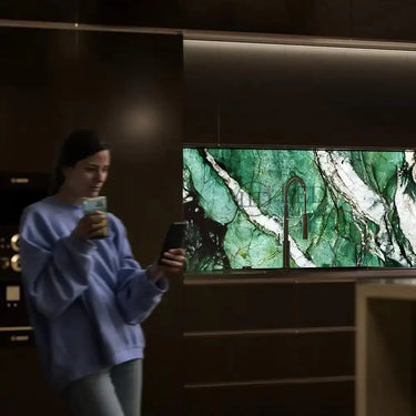 "Patagonia Green" - LED Backlit Glass Splashback - Bespoke - CreoGlass®