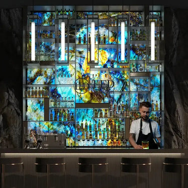 "Lemurian Blue" - LED Backlit Glass Splashback - Bespoke - CreoGlass®