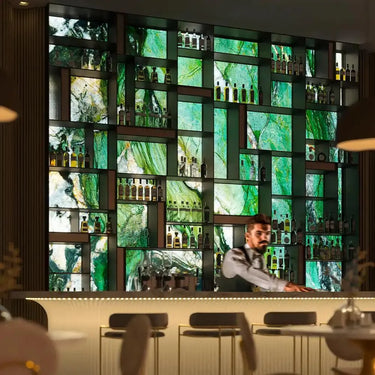 "Patagonia Green" - LED Backlit Glass Splashback - Bespoke - CreoGlass®
