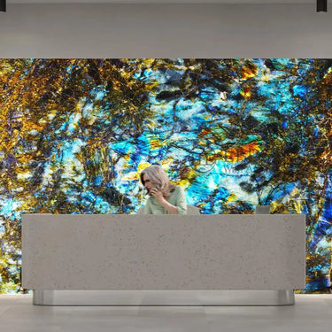 "Lemurian Blue" - LED Backlit Glass Splashback - Bespoke - CreoGlass®
