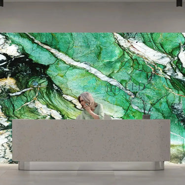 "Patagonia Green" - LED Backlit Glass Splashback - Bespoke - CreoGlass®
