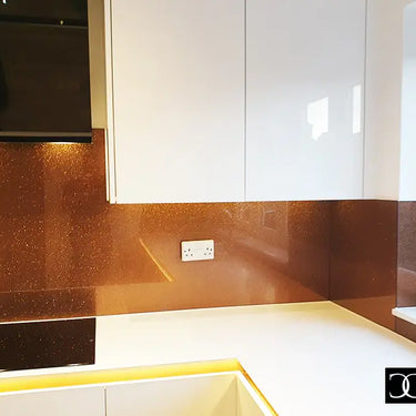100% Fine Sparkle – Copper Orange Splashback - Bespoke