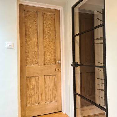 Linear View - Single Hinged Door with Latch and Frameless