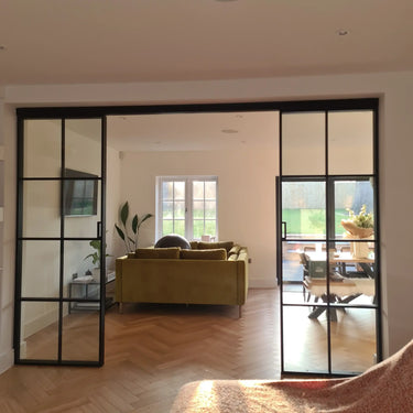 Atrium Grid – Double Sliding Glass Doors with Two Side Panels – PMF - CreoGlass®