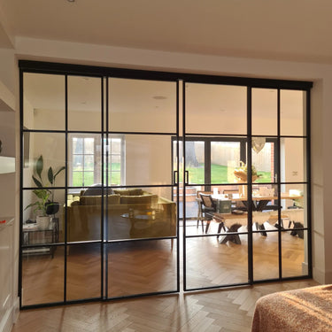 Atrium Grid – Double Sliding Glass Doors with Two Side Panels – PMF - CreoGlass®