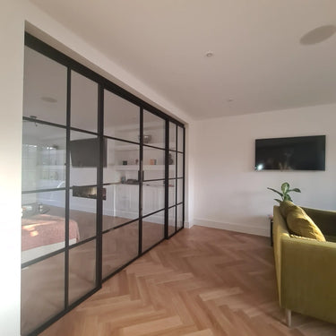 Atrium Grid – Double Sliding Glass Doors with Two Side Panels – PMF - CreoGlass®