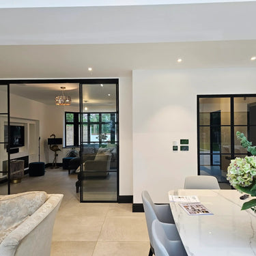 Modern Edge – Double Sliding Glass Door with Two Side Panels – PMF - CreoGlass®