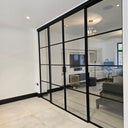 Modern Edge – Double Sliding Glass Door with Two Side Panels – PMF - CreoGlass®