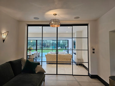 Modern Edge – Double Sliding Glass Door with Two Side Panels – PMF - CreoGlass®