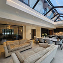 Modern Edge – Double Sliding Glass Door with Two Side Panels – PMF - CreoGlass®