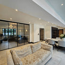 Modern Edge – Double Sliding Glass Door with Two Side Panels – PMF - CreoGlass®