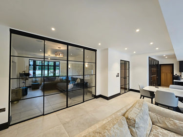 Modern Edge – Double Sliding Glass Door with Two Side Panels – PMF - CreoGlass®