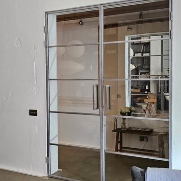 Clarity Grid - Double Hinged Glass Door with Handle and Frame - PMF