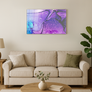 Purple and Blue Fluid Glass Wall Art - Landscape Sizes - DIY
