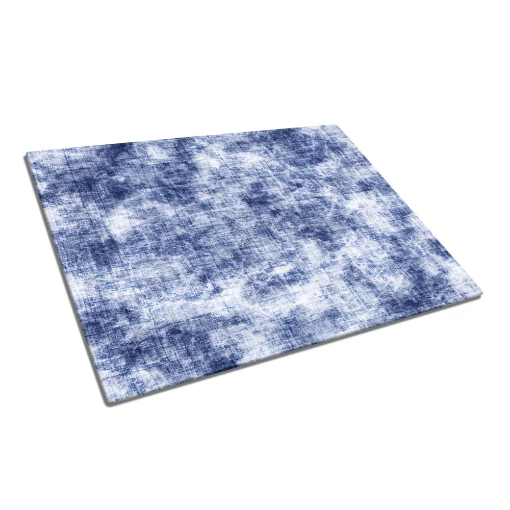 Blue Batique Linen Texture Glass Chopping Board and Worktop - CreoGlass®