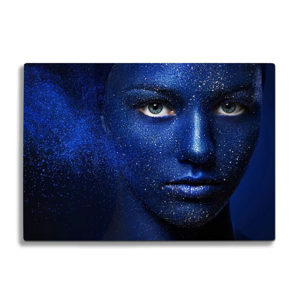 Blue Face Woman Glass Chopping Board and Worktop - CreoGlass®