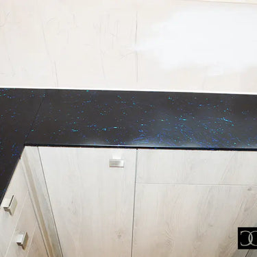 Blue Mirage 10mm Fibres Worktop - CreoGlass®
