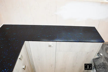 Blue Mirage 10mm Fibres Worktop - CreoGlass®