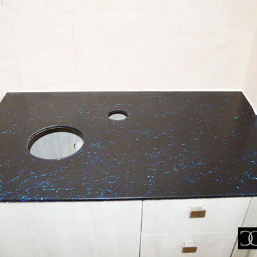 Blue Mirage 10mm Fibres Worktop - CreoGlass®