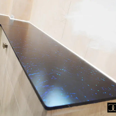 Blue Mirage 10mm Fibres Worktop - CreoGlass®