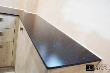 Blue Mirage 10mm Fibres Worktop - CreoGlass®