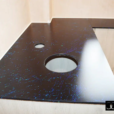 Blue Mirage 10mm Fibres Worktop - CreoGlass®