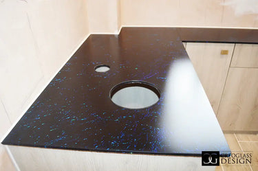 Blue Mirage 10mm Fibres Worktop - CreoGlass®
