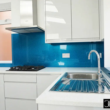 100% Fine Sparkle – Sapphire Blue Splashback - Bespoke